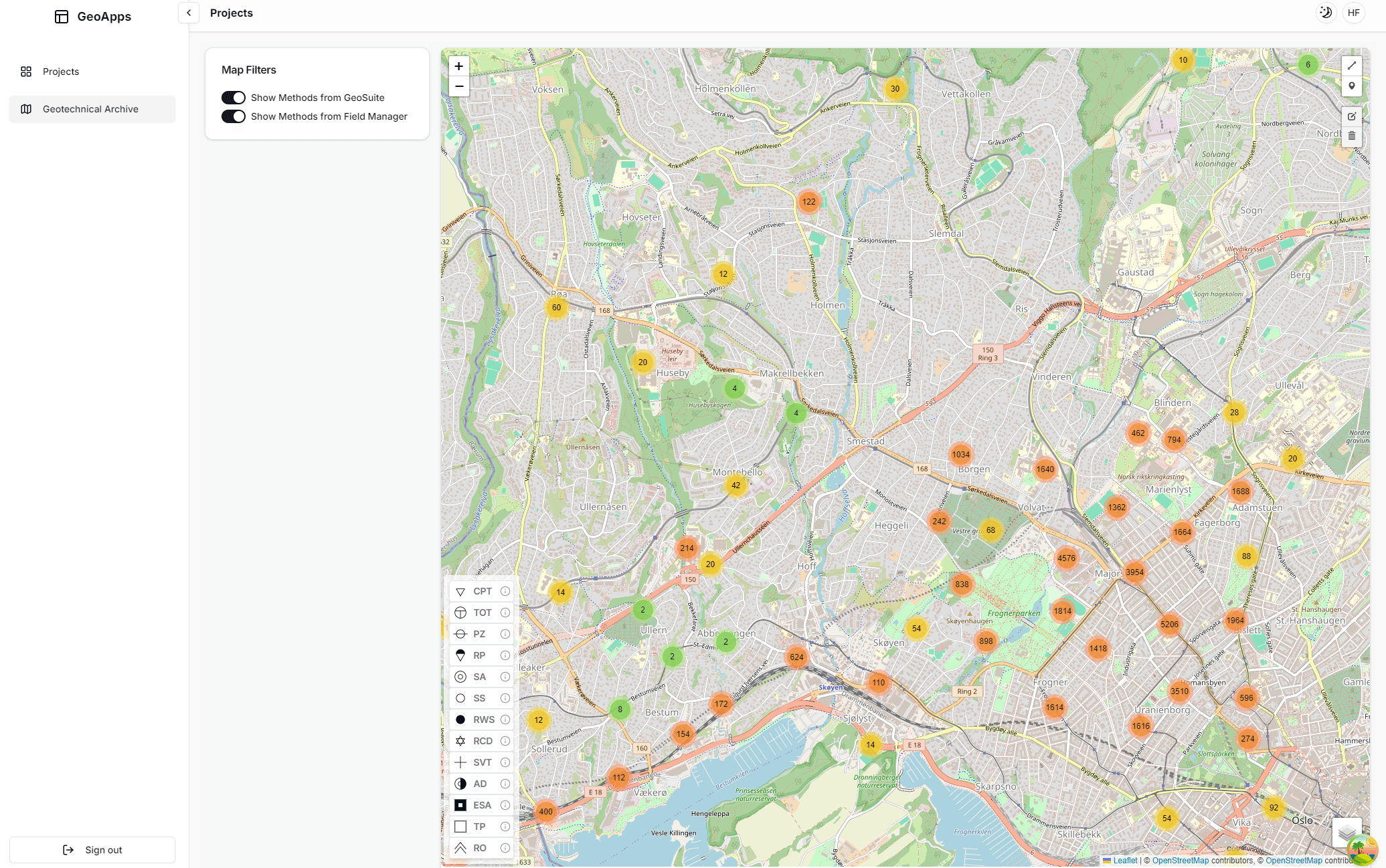 GeoApps interface